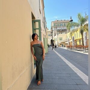 Zara Strapless Dark Green Dress